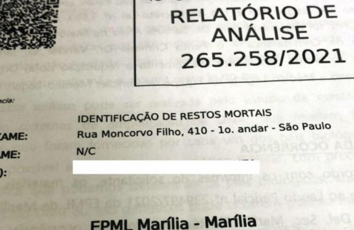 Exames identificam homem carbonizado em Marília; laudo já descartou crime