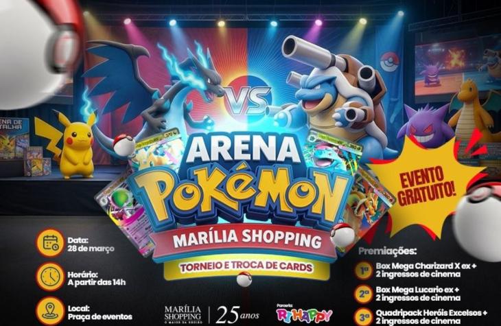 Pokémon promove torneio e encontro de troca de cards no Marília Shopping