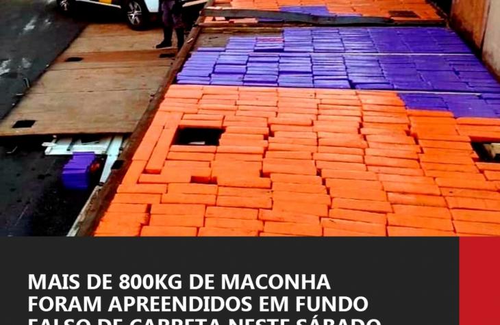 MAIS DE 800KG DE MACONHA FORAM APREENDIDOS EM FUNDO FALSO DE CARRETA NESTE SÁBADO EM MARÍLIA