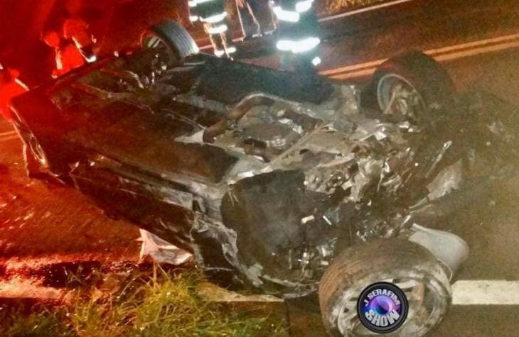 Camaro “voa” de viaduto na Marechal Rondon em Guaiçara