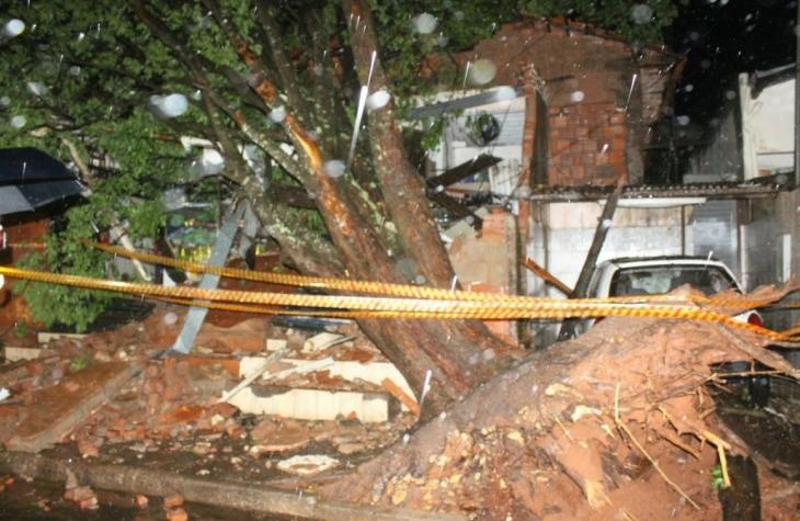 Árvore cai em bar durante chuva forte e deixa cinco feridos em garça