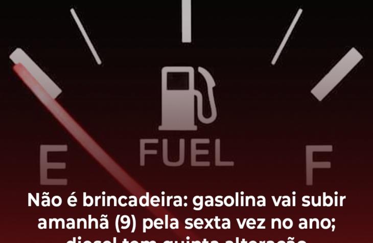 Não é brincadeira: gasolina vai subir amanhã (9) pela sexta vez no ano; diesel tem quinta alteração