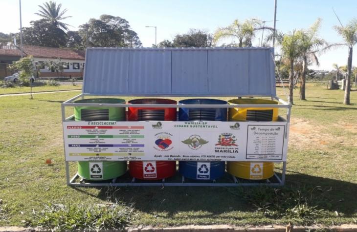 Avenida Cascata ganha ponto para descarte de recicláveis em Marília