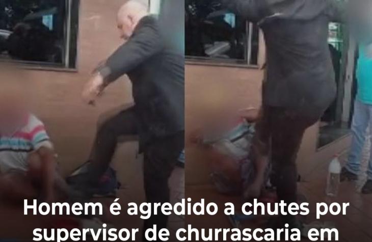 Homem é agredido a chutes por supervisor de churrascaria em Ribeirão Preto, SP